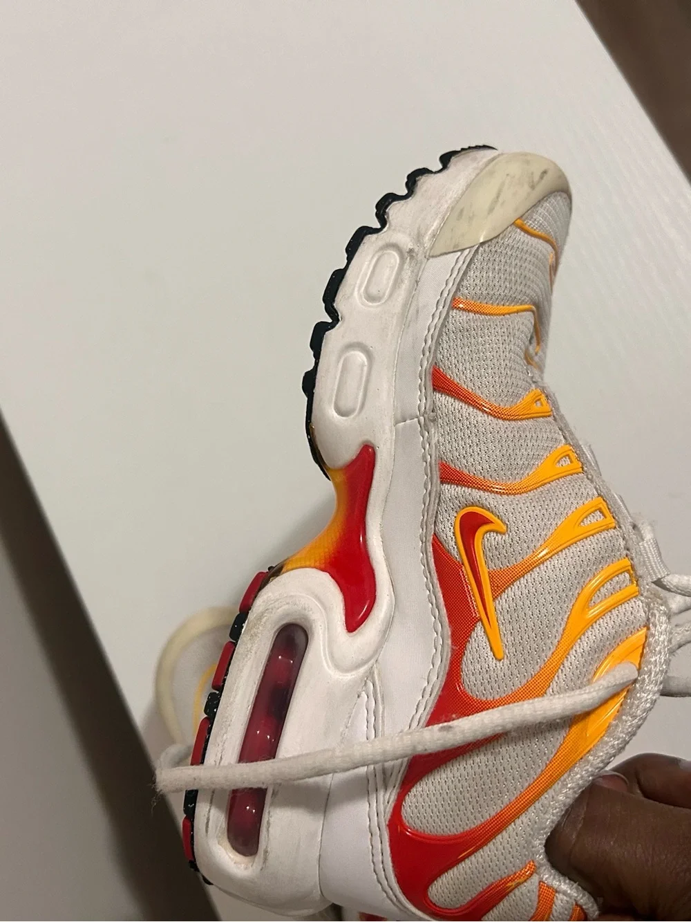 Nike Kids White Sneakers with Orange Trim